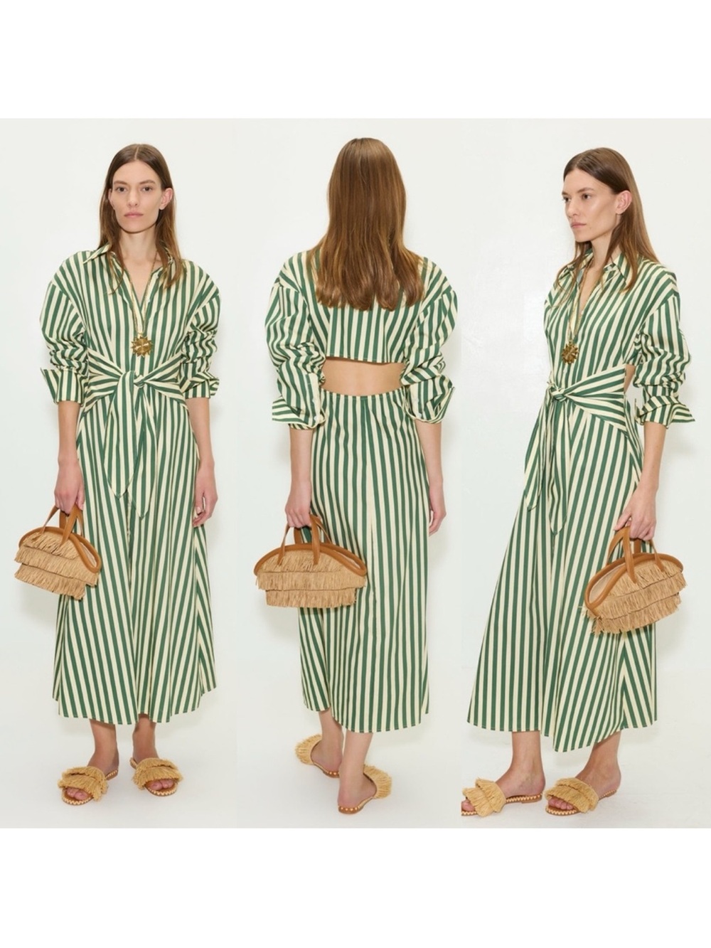 SIMONMILLER Loch Striped Poplin Maxi Shirt Dress